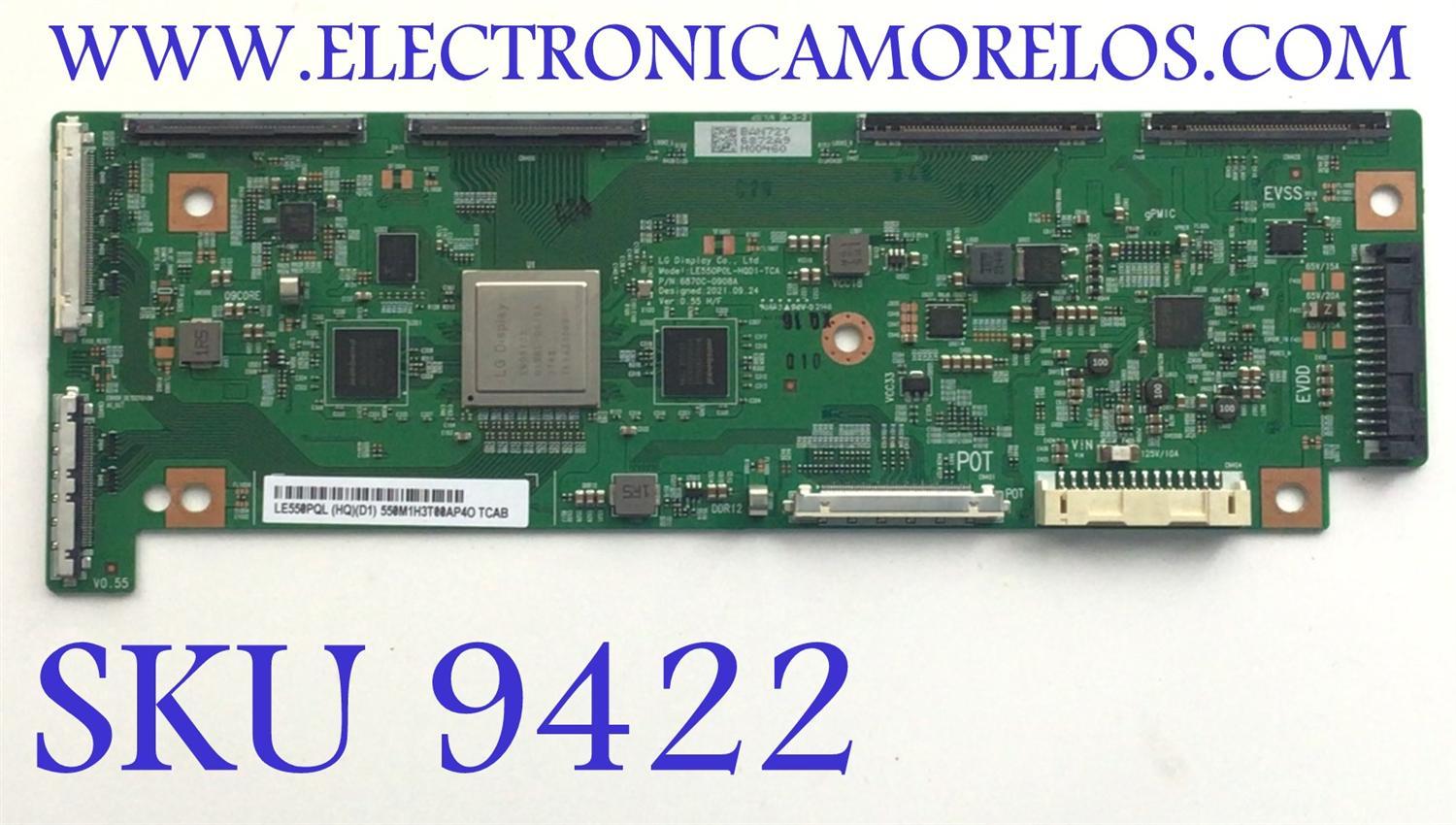 T-CON PARA TV LG / NUMERO DE PARTE 6871L-6872A / 6870C-0908A / 6872A / LE550PQL (HQ)(D1) / PANEL NC550AQL CQA1_RS / MODELO OLED55C2PUA.DUSQLJR